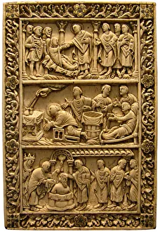 Franks Prints: The Baptism of Clovis, ca 850. Artist: West European Applied Art