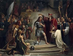 Baptism of Clovis at Reims, 25 December 496. Artist: Dejuinne, Francois-Louis (1786-1844)