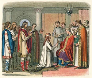Baptism of King Guthorm, 878 (1864). Artist: James William Edmund Doyle Baptism of King Guthorm, 878 (1864). Artist: James William Edmund Doyle