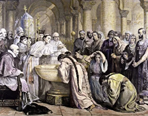 Baptism of the Moorish of Granada in 1500, copy of the painting of Edwin Long