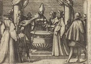 Habsburg Collection: Baptism of the Prince of Spain [verso], 1612. Creator: Jacques Callot