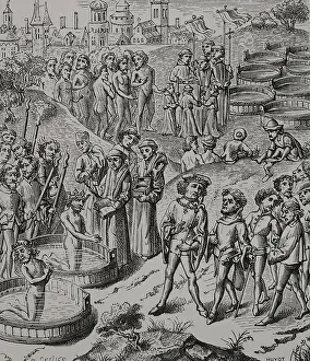 Allegiance Prints: Baptism of the Saxons by Charlemagne, 15th century, (1877). Creator: Unknown