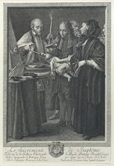 Baptising Prints: Baptism, from The Seven Sacraments, ca. 1765. Creator: Lorenzo Zucchi