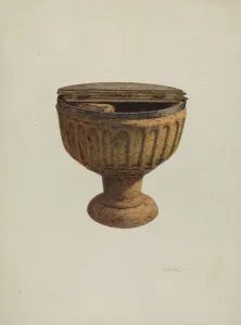 Noble Prints: Baptismal Font, c. 1940. Creator: Raymond E. Noble