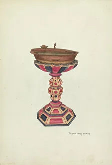 Ecclesiastical Prints: Baptismal Font and Stand, 1935/1942. Creator: N. H. Yeckley