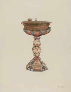 William Kieckhofel Prints: Baptismal Font and Stand, c. 1939. Creator: William Kieckhofel