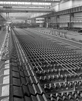 The bar mill cooling beds at the Brightside Foundry, Sheffield, South Yorkshire, 1964