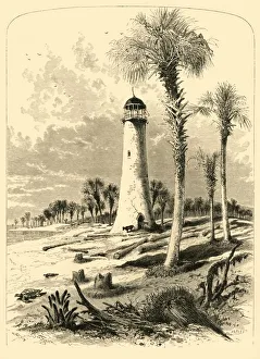 Fenn Prints: Bar Lighthouse, Mouth of St. Johns River, 1872. Creator: John J. Harley