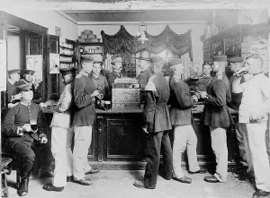 Reproduction Prints: Bar with soldiers, Germany, between 1895 and 1910. Creator: Unknown