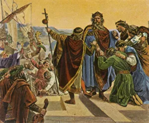 Frederick Prints: Barbarossa bids farewell as he leaves on his crusade, 1189, (1936). Creator: Unknown