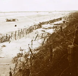 Barbed wire barriers on the beach, Nieuwpoort-Bad, Flanders, Belgium, c1914-c1918 Barbed wire barriers on the beach, Nieuwpoort-Bad, Flanders, Belgium, c1914-c1918