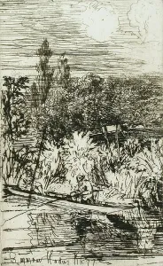 Seymour Haden Prints: Barbel Fishing, 1865. Creator: Francis Seymour Haden