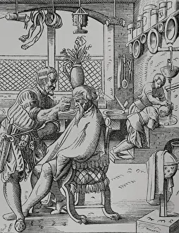 Scissors Prints: The Barber, 16th century, (1878). Creator: Unknown