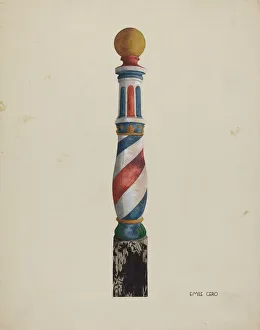 Barber Collection: Barber Pole, c. 1939. Creator: Emile Cero