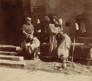 Uzbekistan Prints: Barber in the Registan, Samarkand