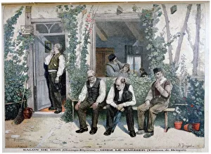 Barbers Shop Prints: At the Barbers, 1895. Artist: Henri Brispot