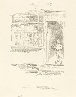 Barbers Shop Prints: The Barbers Shop in the Mews, 1896. Creator: James Abbott McNeill Whistler