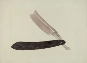 Razor Blade Prints: Barber's Sign, c. 1938. Creator: Wynna Wright