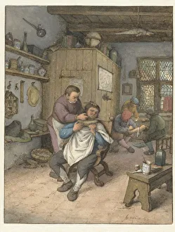 Barber Shop Prints: A Barbershop, 1673. Creator: Adriaen van Ostade