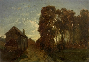 Jean Pierre Francois Lamoriniere Prints: Barbizon at Dusk, 1853. Creator: Jean Pierre Francois Lamoriniere