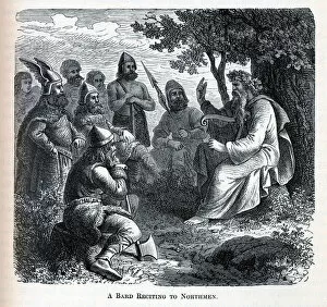 Varyags Collection: A Bard Reciting to Northmen, 1882. Artist: Anonymous