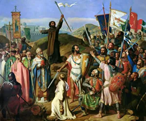 Knights Prints: The barefoot procession of Crusaders around the city walls of Jerusalem