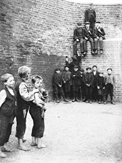 Brick Wall Prints: Barge boys, London, c1905