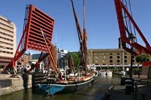 Lock Gates Prints: Barge passing through St Katherines Lock, London