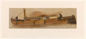 Cargo Boat Prints: Barge with skipper, 1832-1880. Creator: Jan Weissenbruch