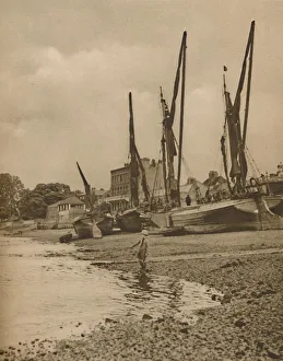 Barges Aground At Mortlake With The Tide at Full Ebb, c1935. Creator: Donald McLeish Barges Aground At Mortlake With The Tide at Full Ebb, c1935. Creator: Donald McLeish
