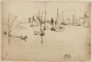 Barges, Dordrecht, 1884. Creator: James Abbott McNeill Whistler