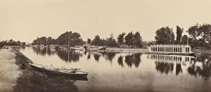 Barges at Oxford, 1862. Creator: Victor A Prout