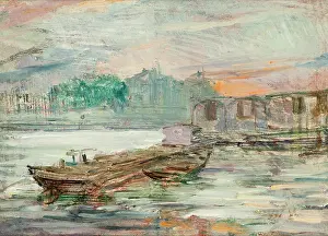 1893 Prints: Barges on the Seine, 1893. Creator: Stanislaw Wyspianski