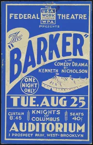 Marquee Prints: The Barker, New York, [193-]. Creator: Unknown
