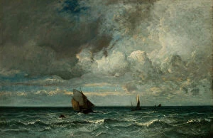 Storm Cloud Collection: Barks Fleeing Before the Storm, 1870 / 75. Creator: Jules Dupré