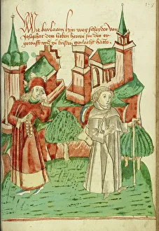 Diebold Lauber Prints: Barlaam Departs as Josaphat Watches him Sadly; Barlaam und Josaphat