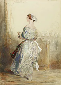 Crayon Prints: The Barmaid, 1847-1851. Creator: Paul Gavarni