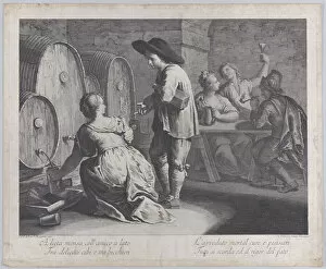 Barmaid Gallery: A barmaid filling mugs... 1760-70. Creator: Giovanni Volpato