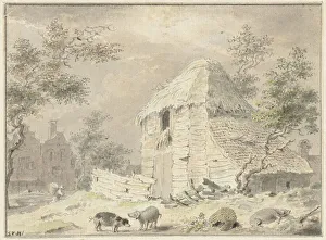 Dilapidated Prints: Barn with some pigs, 1700-1800. Creator: Samuel van Huls