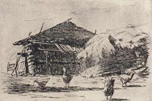 Barn Prints: Barnyard, 1883. Creator: Fred Hetherington