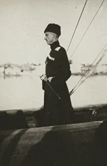 Civil War Prints: Baron Pyotr Nikolayevich Wrangel on the Yacht Lucullus. Lemnos, 1921. Creator: Anonymous