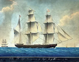 Three Master Prints: Barque Condor, 1851. Creator: Joseph Honore Maxim Pellegrin