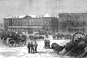 Place Darmes Prints: The barrack-square in the fortress of Mont Valerien, 1871. Creator: Unknown