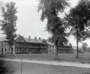 Barracks Prints: The Barracks, Fort Brady, Sault Ste. Marie, Mich. between 1900 and 1910. Creator: Unknown