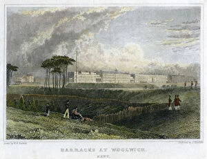 Bartlett Collection: Barracks at Woolwich, Kent, c1830. Artist: J Hinchliff