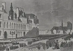Barricades and artillery park of the Communards, Place de l'Hotel de Ville, Paris Commune, 1871