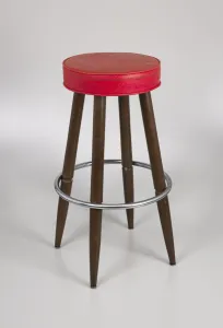 Barstool with red vinyl cover from Muse Bar, the home bar of Isaiah Muse, 1970s Barstool with red vinyl cover from Muse Bar, the home bar of Isaiah Muse, 1970s