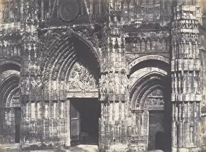 August Alfred Edmond Gallery: Bas du Portail, Cote de la Place, Cathedrale de Rouen, 1852-54