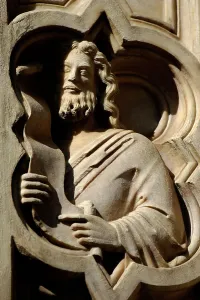 Bas-relief depicting a prophet, Loggia del Bigallo, Florence Italy, 14th century. Creator: Unknown