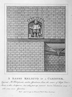 John Thomas Prints: Bas relief of a gardener, Gardners Lane, City of London, 1791